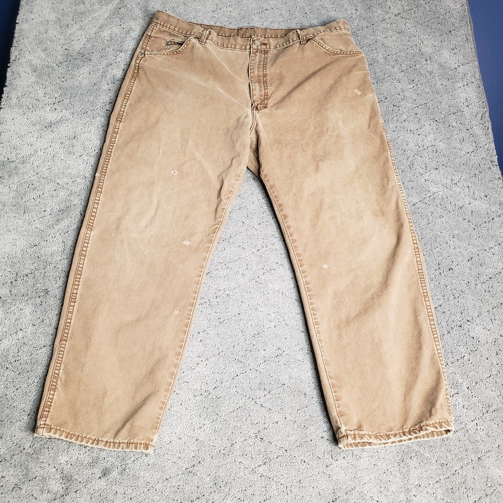 Dickies Pants Mens 42x30 Khaki Canvas Relaxed Straight Streetwear Workwear